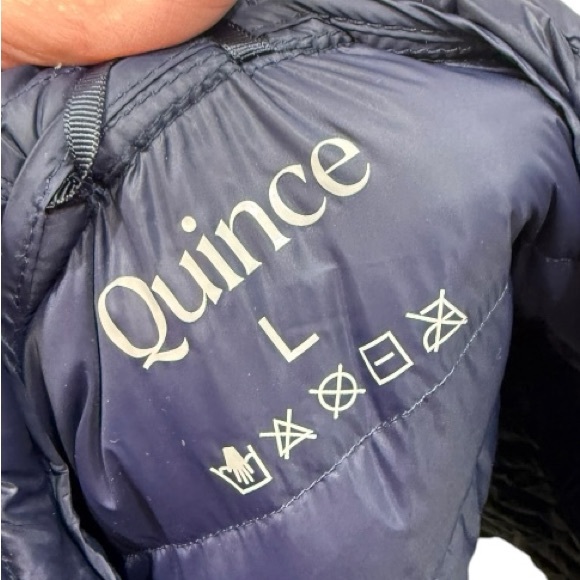 Quince Lightweight Down Packable Long Puffer Jacket Navy Large - Picture 2 of 14